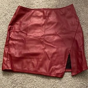 Pink leather skirt